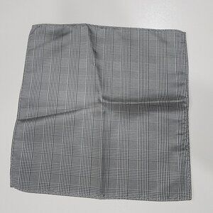 Pocket‎ Square 100% Silk Handkerchief Black Glen Plaid Wedding Vintage
